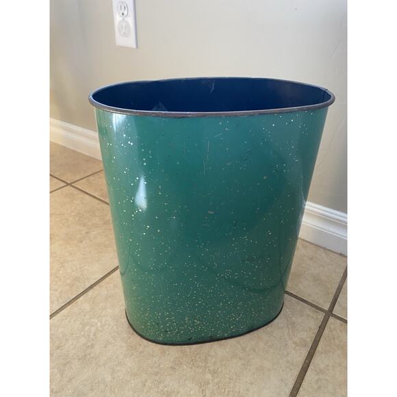 Harvell Metal Trash Can Vintage MCM Horse & Carriage Buggy Green Victorian - Picture 6 of 13